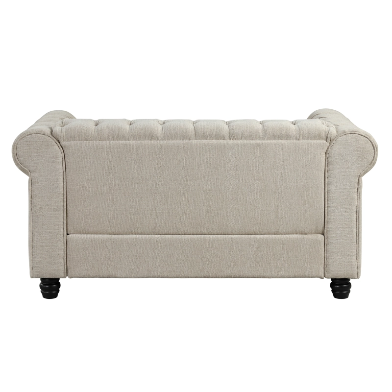 3 Pieces Chesterfield Furniture Sets - Fabric, Beige