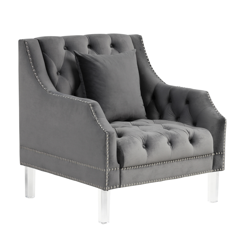 Living Room Couches Fabric Dutch Velvet Chair-Gray