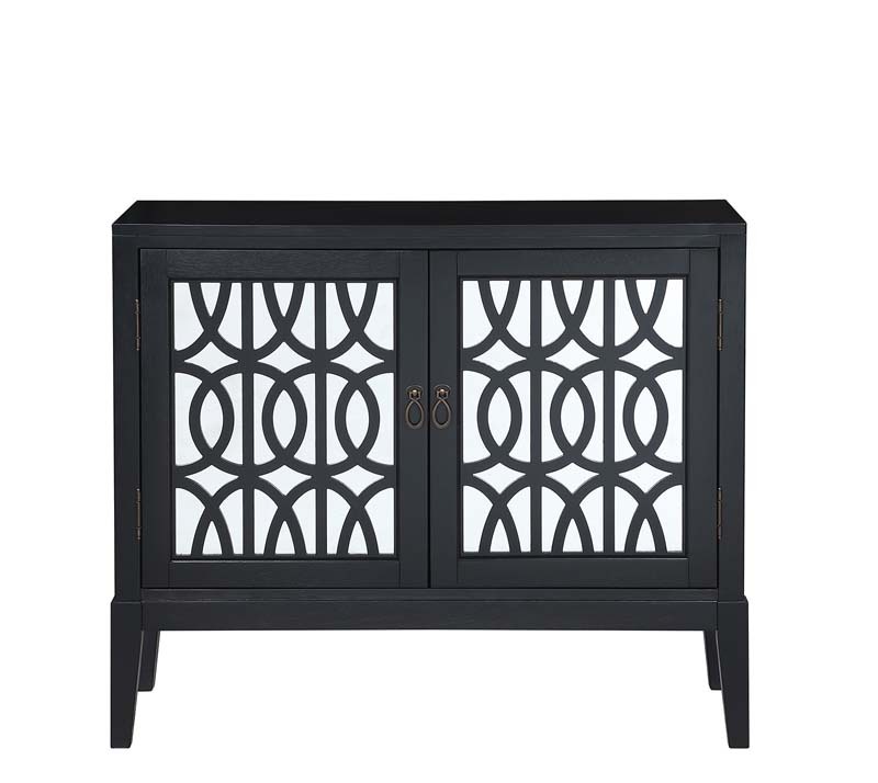 Accent Chest and Cabinet Sideboard with Framed Mirror Doors, Adjustable Shelves  Entryway Serving Wine Storage，34 Inch