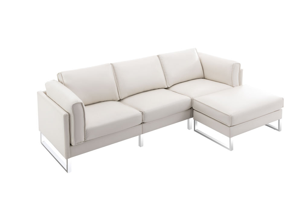 Leather Three Piece Sofa & Matching Footrest