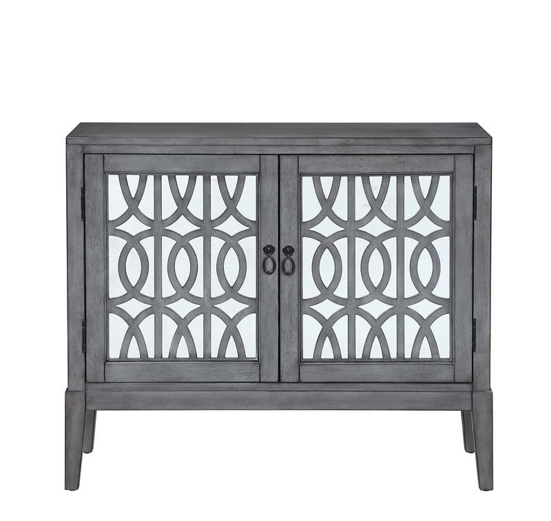 Accent Chest and Cabinet Sideboard with Framed Mirror Door and  Adjustable Shelves  Entryway Serving Wine Storage，34 Inch