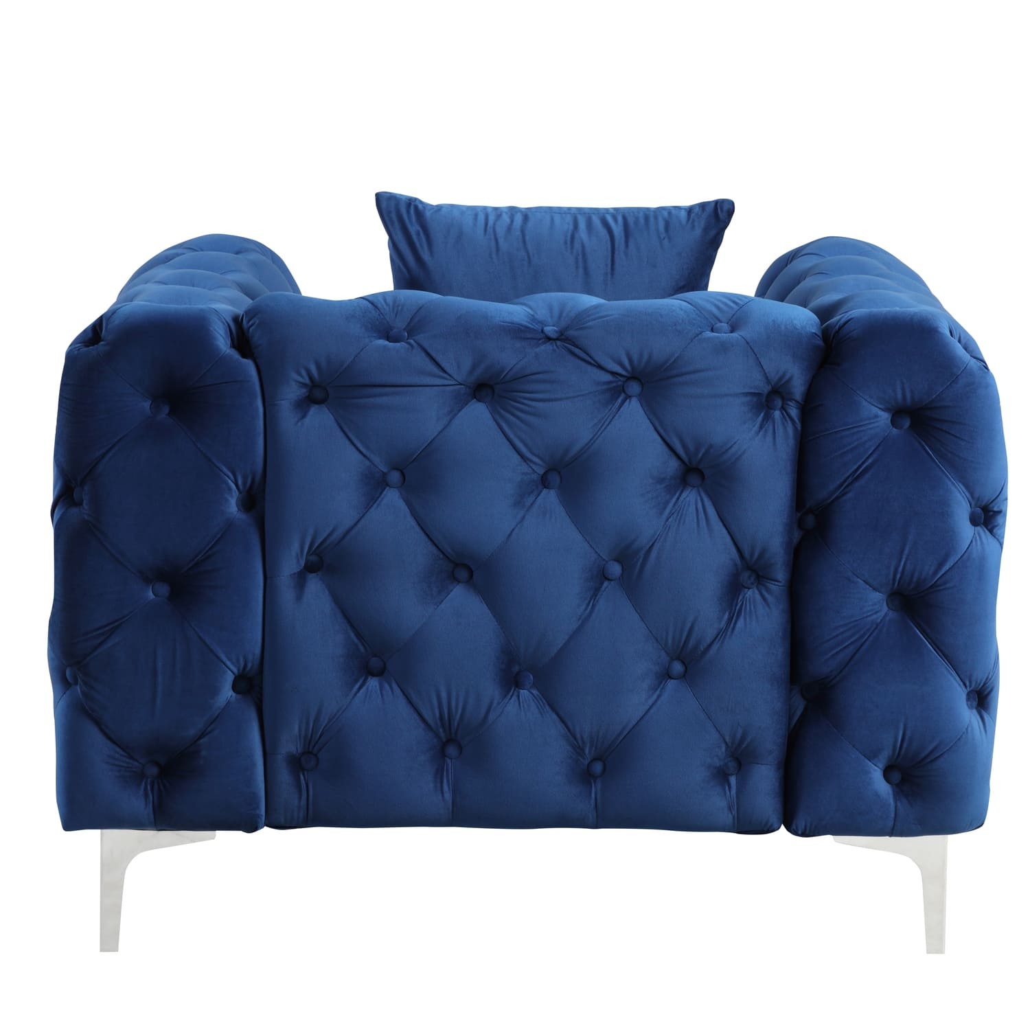 Contemporary Accent Chair with Deep Button Tufting Dutch Velvet - Navy Blue