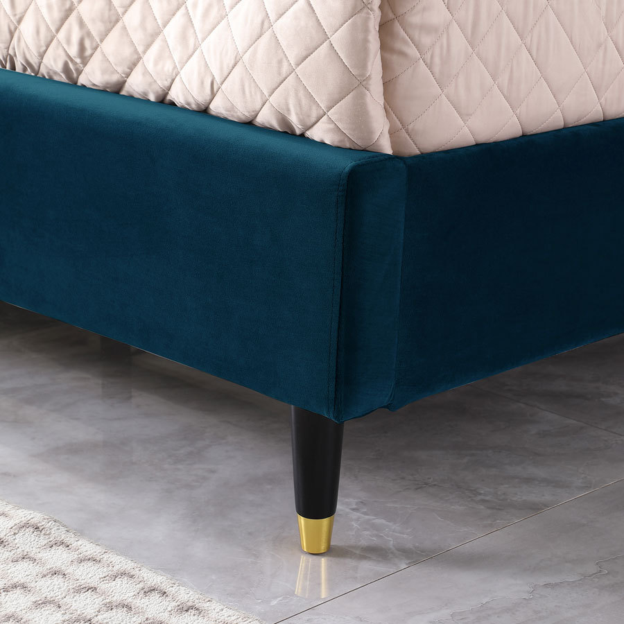 Queen/California King/ King size Velvet Bed Frame Upholstered Platform Bed-Beige