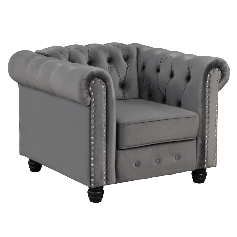 Chesterfield Furniture Sets 2 pieces - Velvet Grey