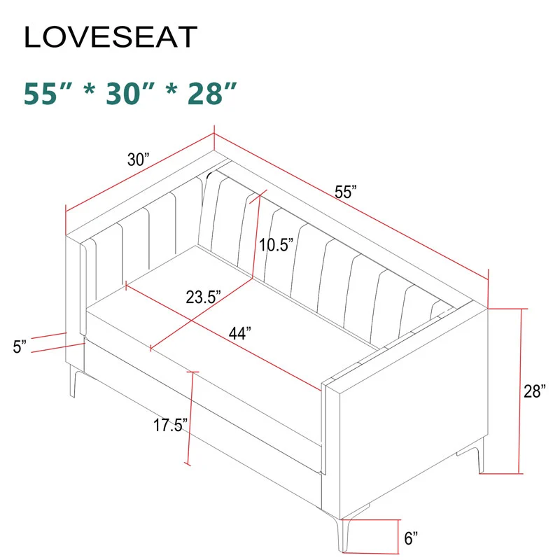 Modern Channel Tufted Velvet  Chair and Loveseat