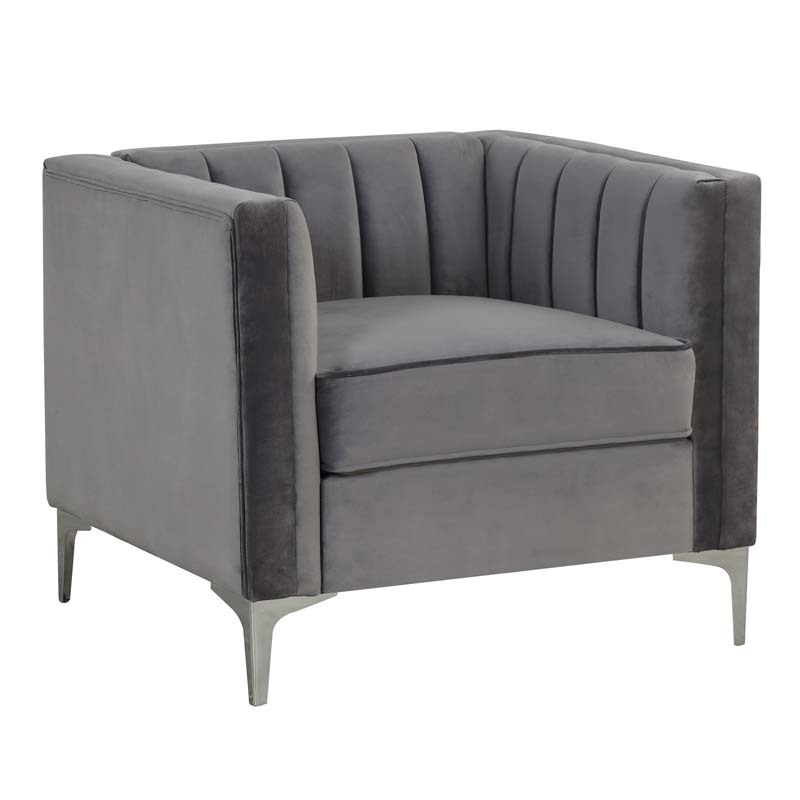 Modern Channel Tufted Velvet Chair for Living Room