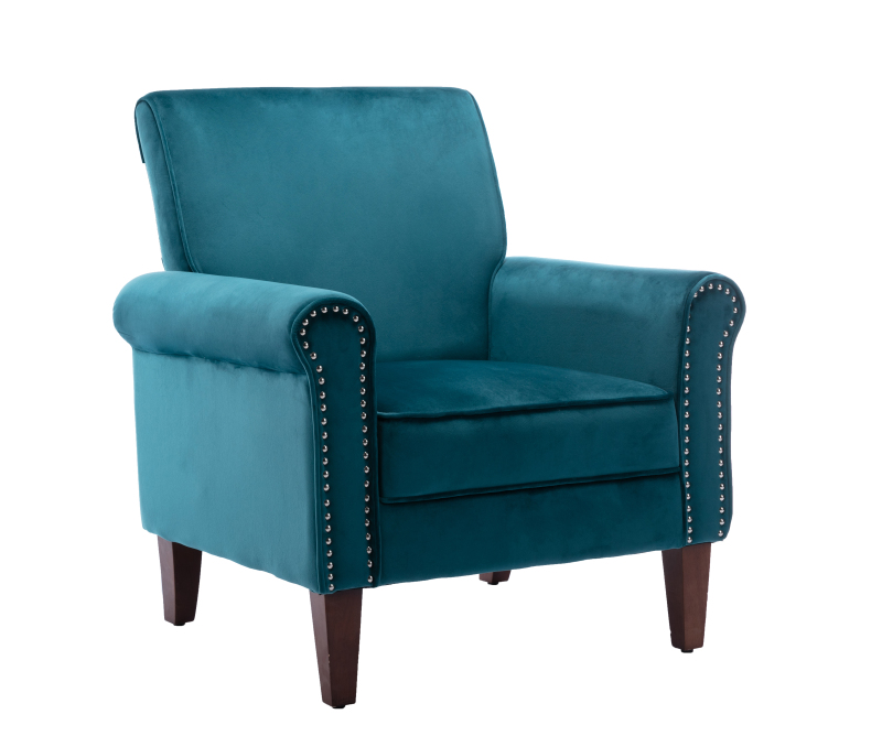 Accent Bedroom Chair Velvet Upholstered Armchair