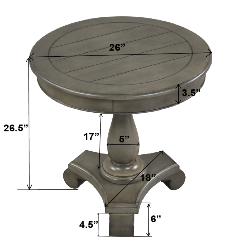 Round End Table Small Wood Pedestal Side Table