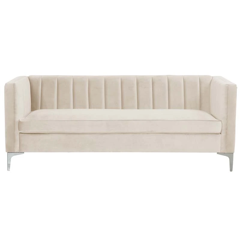 Modern Channel Tufted Velvet  Sofa 3 Seater