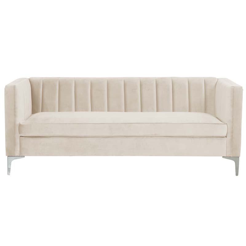 Modern Channel Tufted Velvet  Sofa 3 Seater