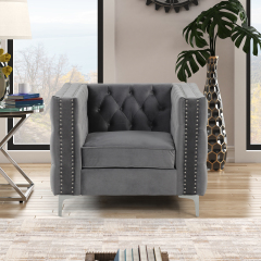 Accent Chair with Deep Dutch Velvet - Grey