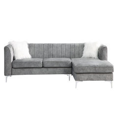 Morden Fort Velvet Sectional Sofa with Right Chaise, Pillow Included