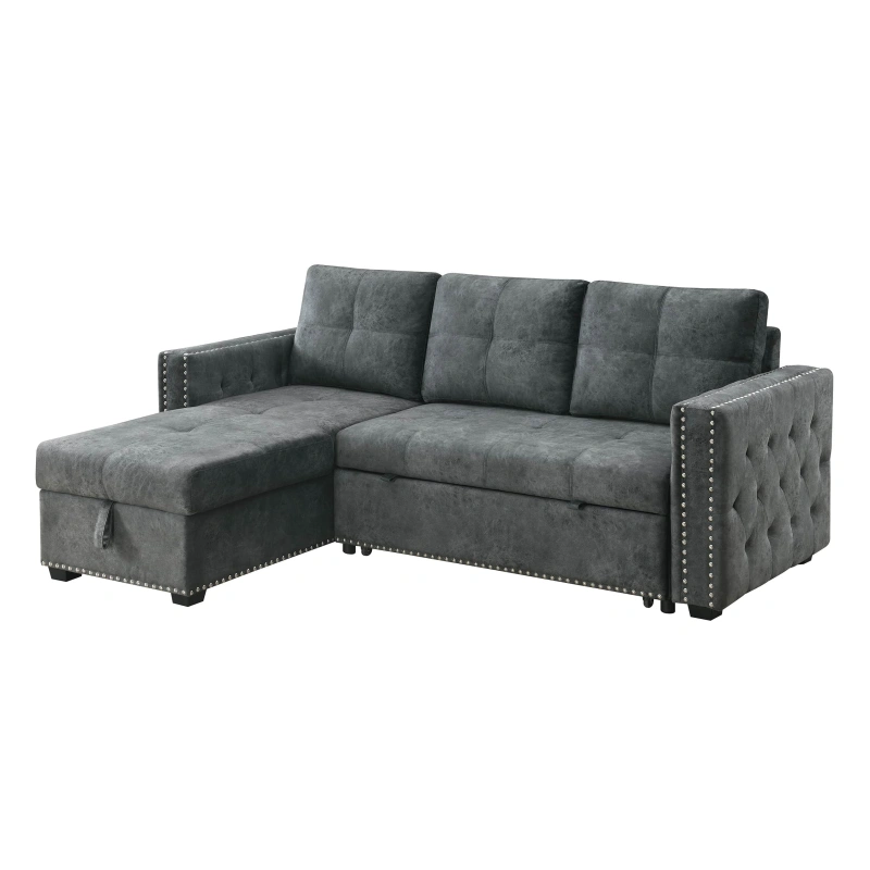 Velvet Sleeper Sofa Sectional Sofa Bed with Storage