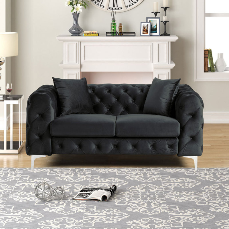 Contemporary Sofa  with Deep Button Tufting Dutch Velvet