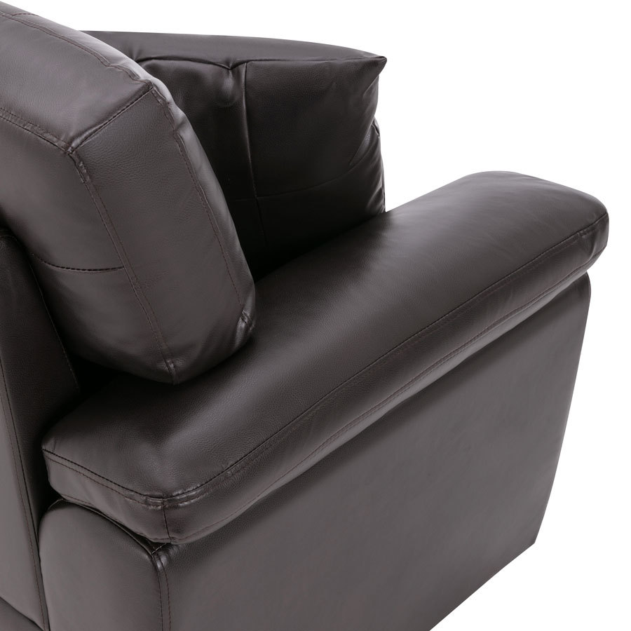 Sofa Collection 83 in Wide Flared Arm PU Leather Mid-Century Modern Upholstered Sofa in Chocolate Brown