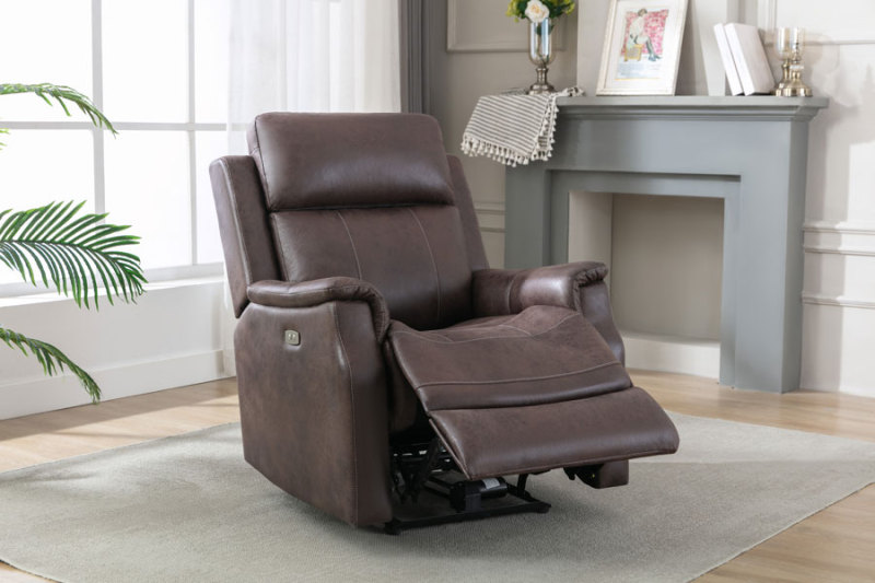 Brown Upgraded Coated Microfiber Power Reclining Chairs for Living Room Bedroom, USB Charge Port Included