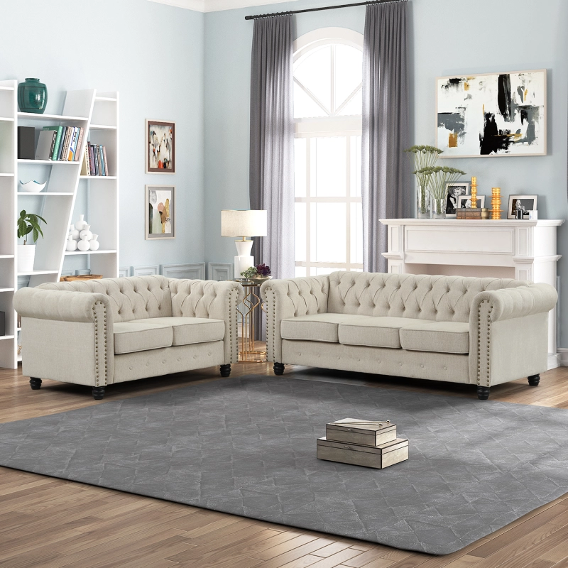 Chesterfield Furniture Sets - Linen Beige