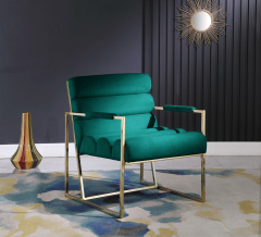 Italian Light Luxury Accent Chair, Contemporary Velvet Upholstered - Green