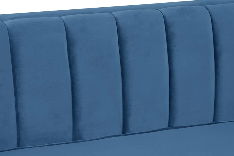 Modern Channel Tufted Velvet  Sofa 3 Seater