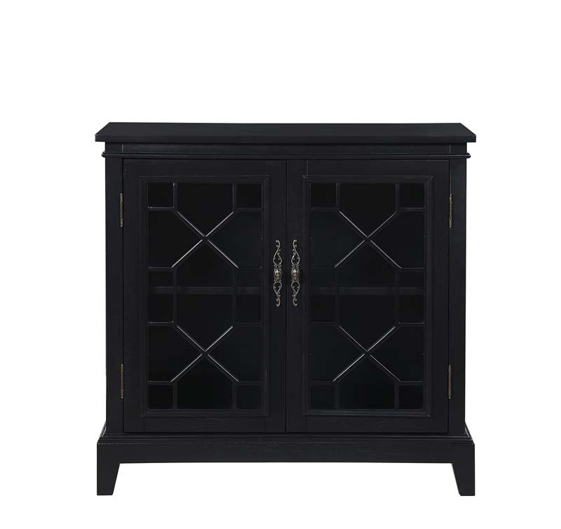 Sideboard & Buffets Cabinet with Iron Framed Glass Doors, Adjustable Shelves Accent Display Storage Distressed Console Cabinet for Entryway Living Room Bedroom Kitchen(Black)