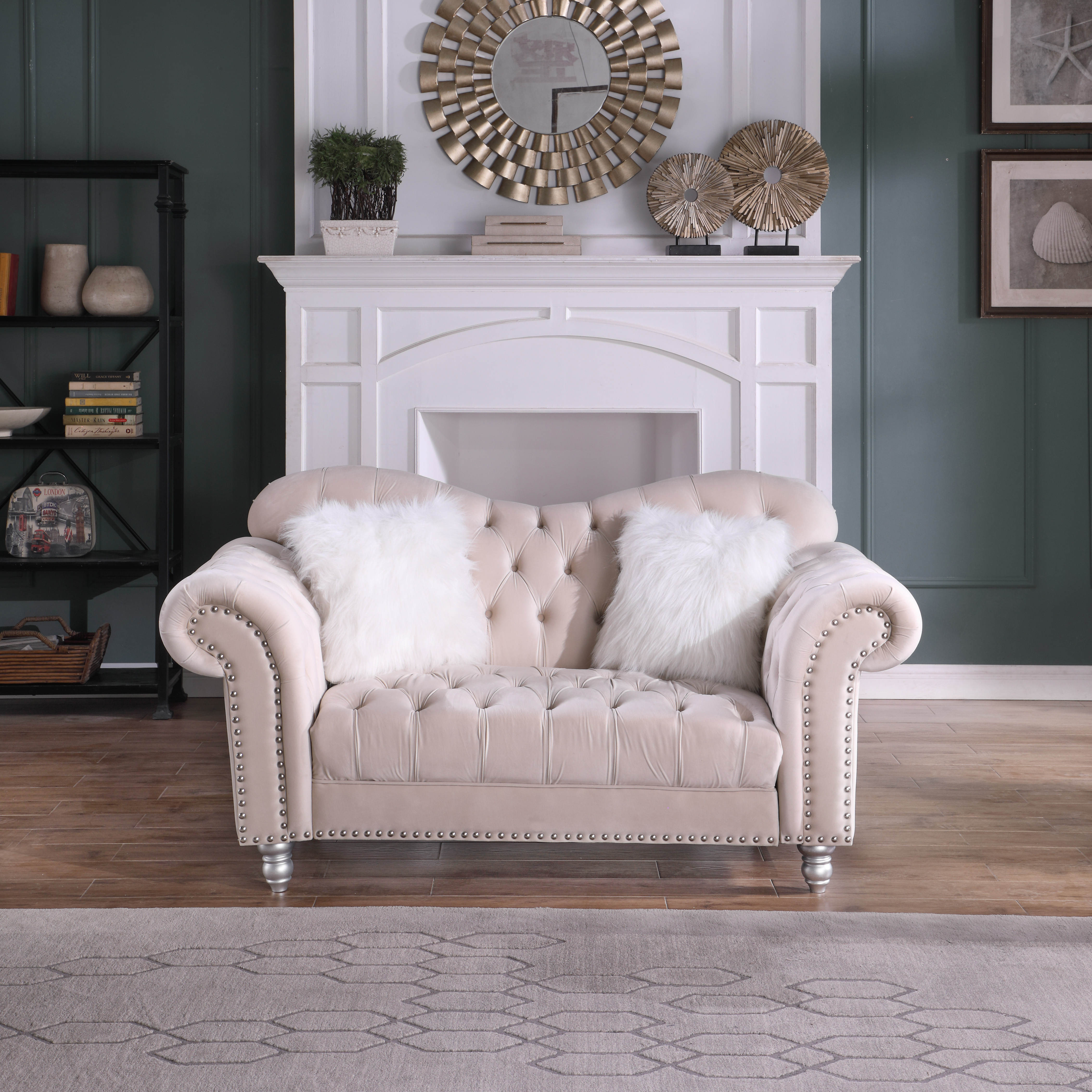 3 Pieces Luxury Classic America Chesterfield Tufted Camel Back - Beige
