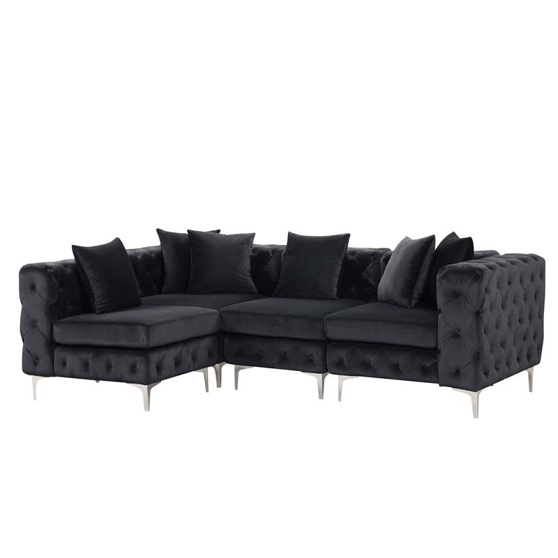 Modular Sectional Sofa L Shape Sofa with Reversible Chaise-Black