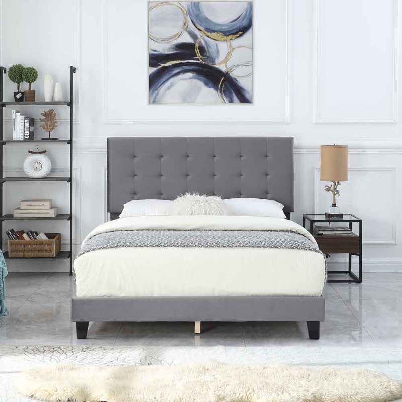 Velvet Bed Frame Box Spring Needed -Queen