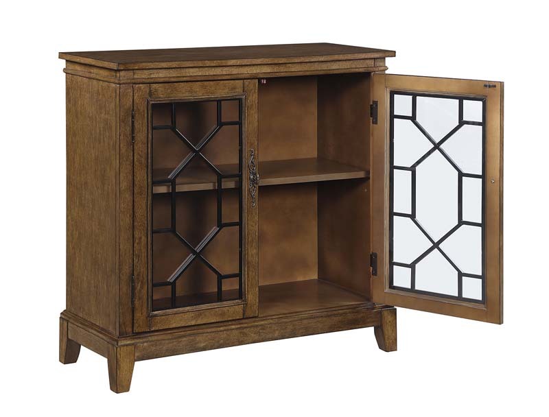 Sideboard & Buffets Cabinet with Iron Framed Glass Doors, Adjustable Shelves Accent Display Storage Distressed Console Cabinet for Entryway Living Room Bedroom Kitchen(Brown)