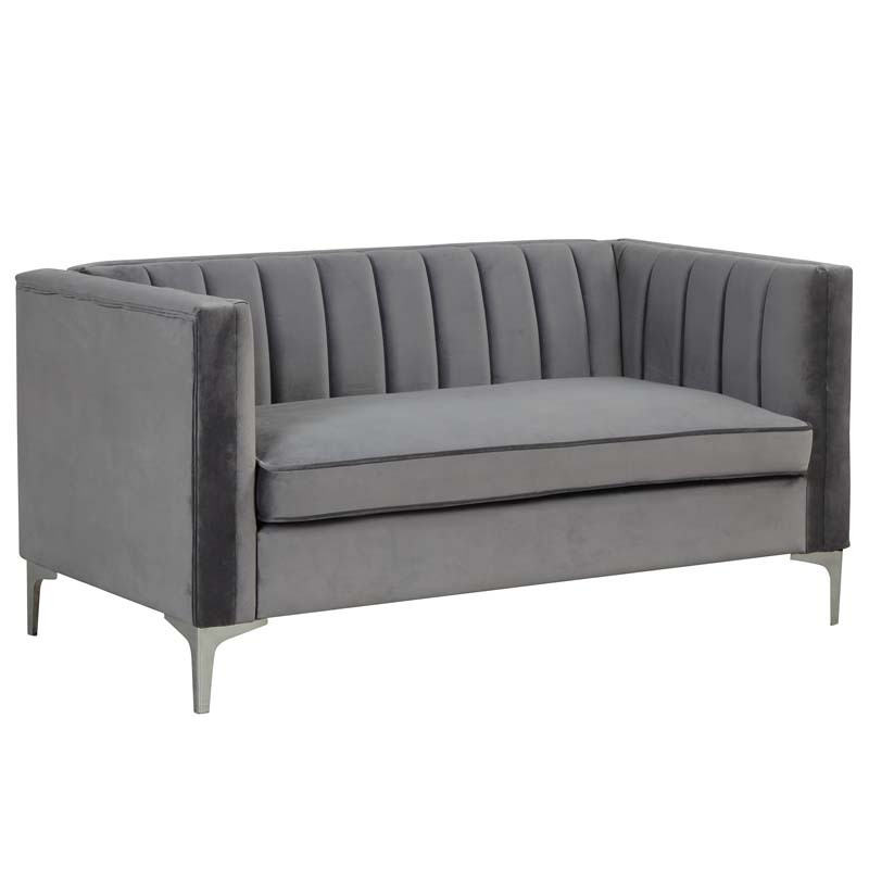 Modern Channel Tufted Velvet Loveseat for Living Room