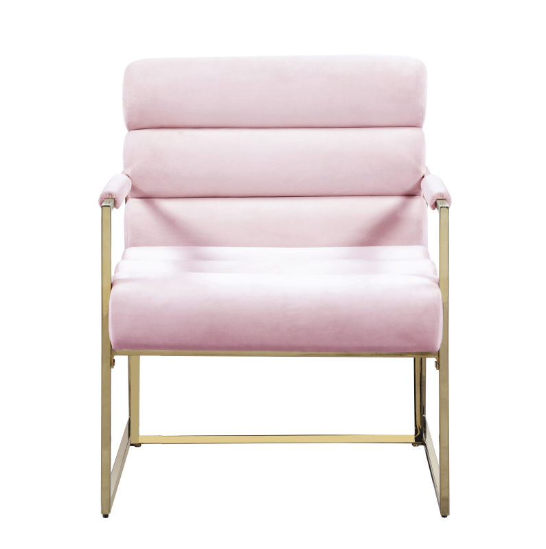 Italian Light Luxury Accent Chair, Contemporary Velvet Upholstered - Pink