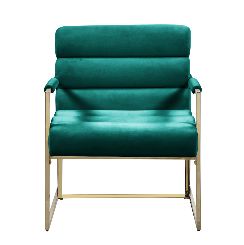 Italian Light Luxury Accent Chair, Contemporary Velvet Upholstered - Green