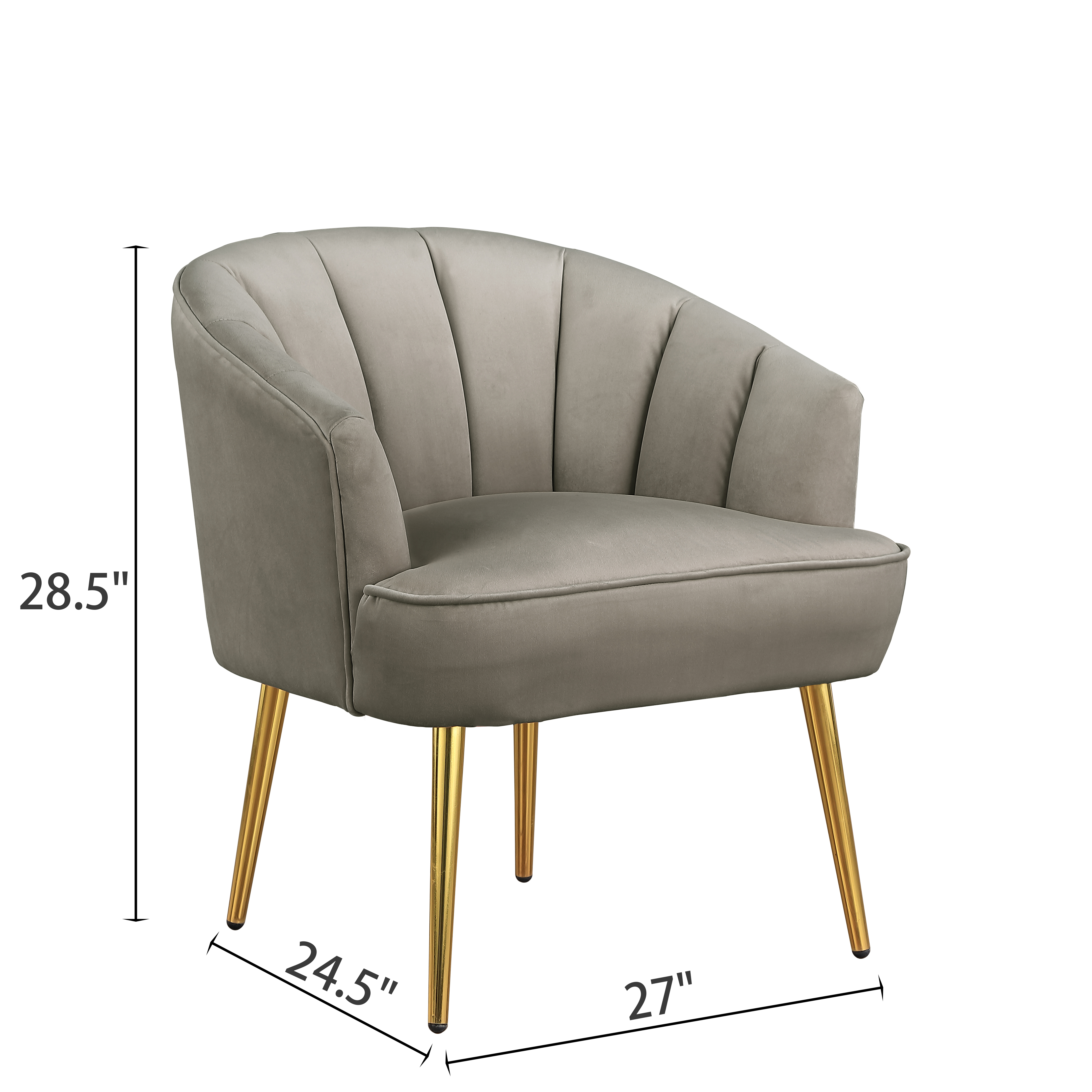 Accent Armchair Velvet Barrel Club Chair - Grey