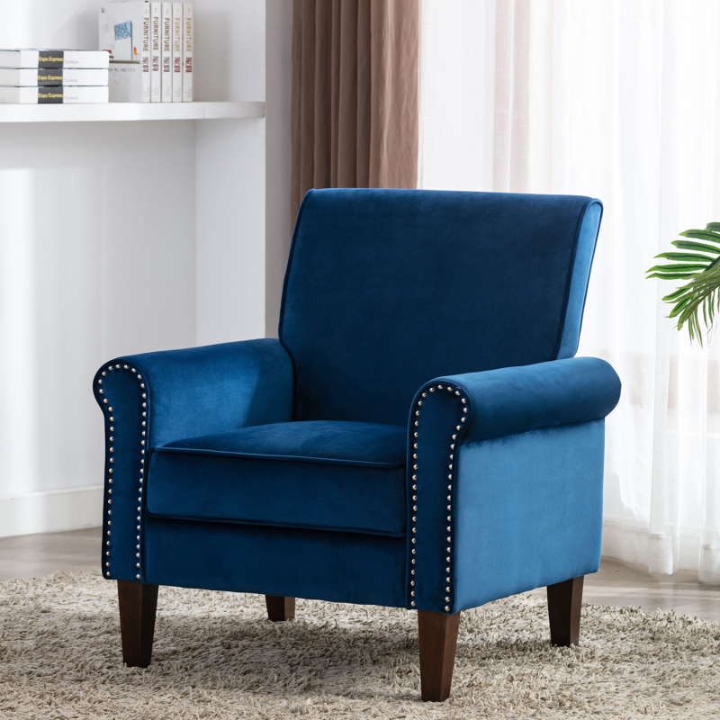 Accent Bedroom Chair Velvet Upholstered Armchair