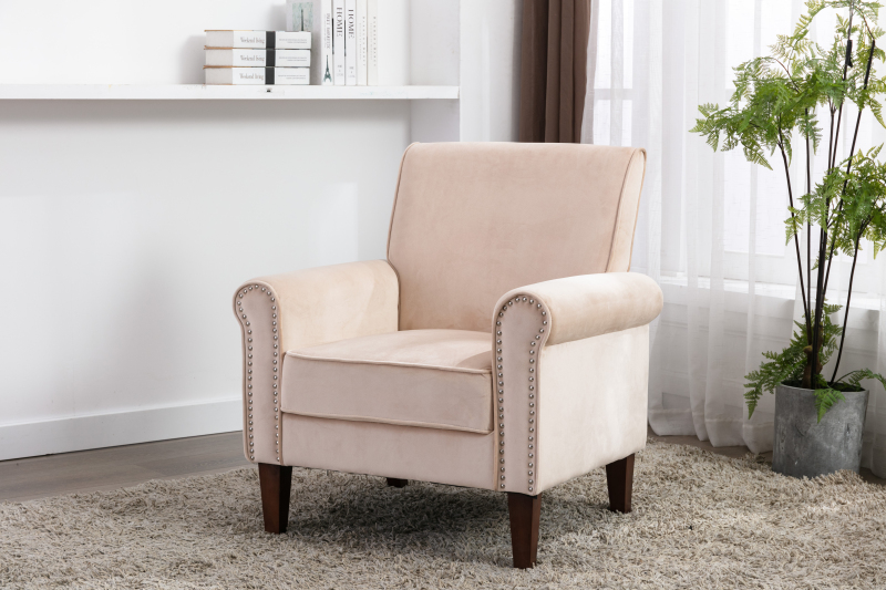 Accent Bedroom Chair Velvet Upholstered Armchair