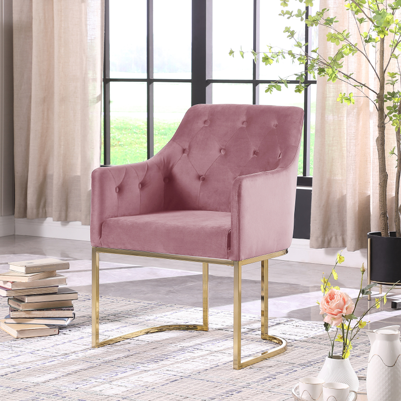 Glam Tufted Accent Chair with Openwork U-Shaped Base