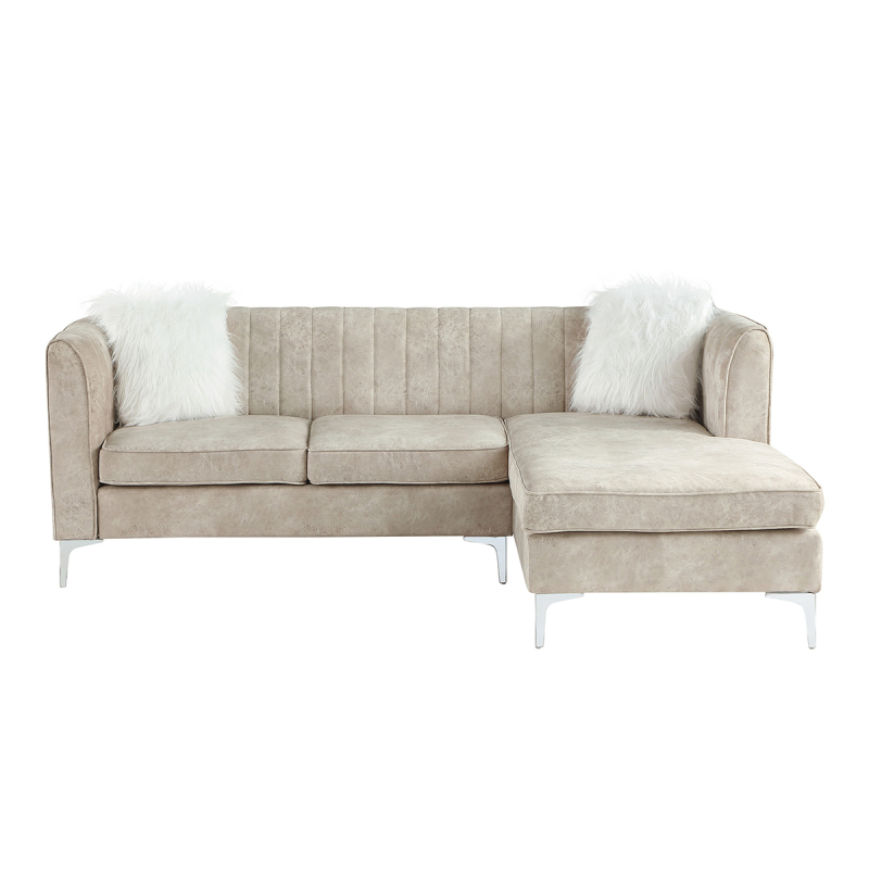 Morden Fort Velvet Sectional Sofa with Right Chaise, Pillow Included