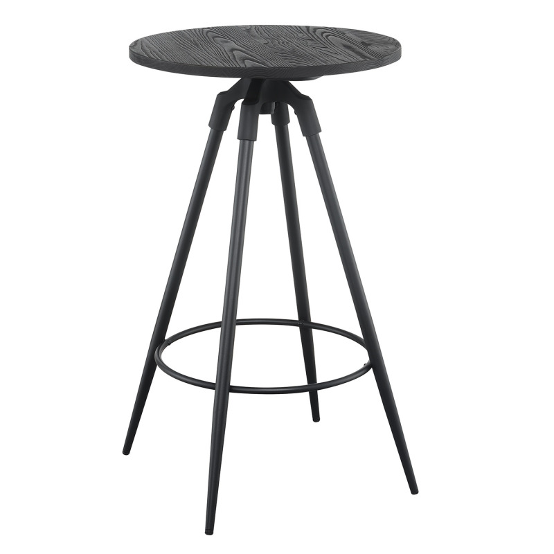 Bar Table Set of 3, Adjustable Swivel Pub Barstools- Black