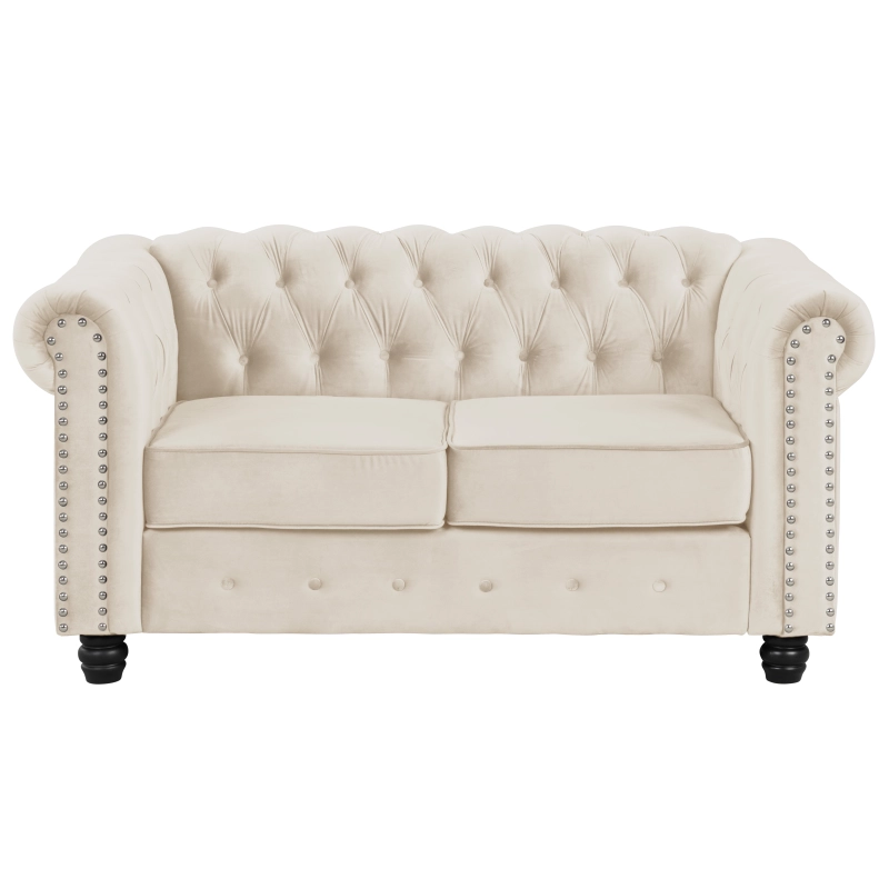 Couches Loveseat for Living Room Furniture Sets Velvet - Beige