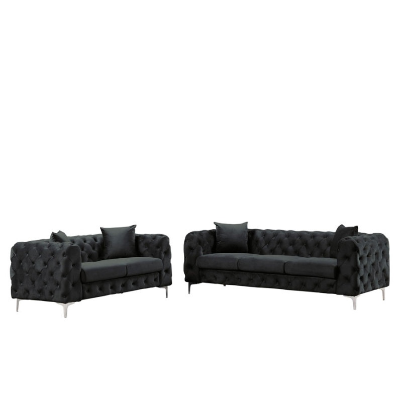 Contemporary Sofa  with Deep Button Tufting Dutch Velvet