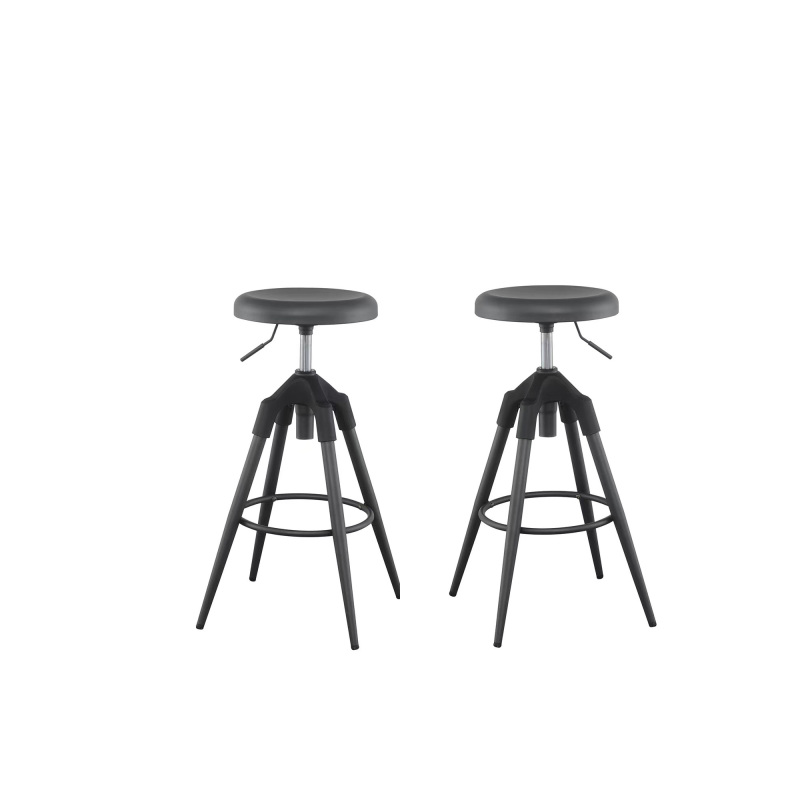 Bar Table Set of 3, Adjustable Swivel Pub Barstools - Gray