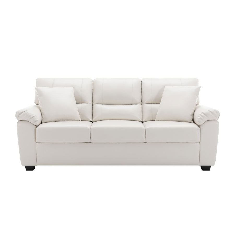Sofa Collection 3 Pieces  Flared Arm PU Leather Mid-Century Modern Upholstered Sofa