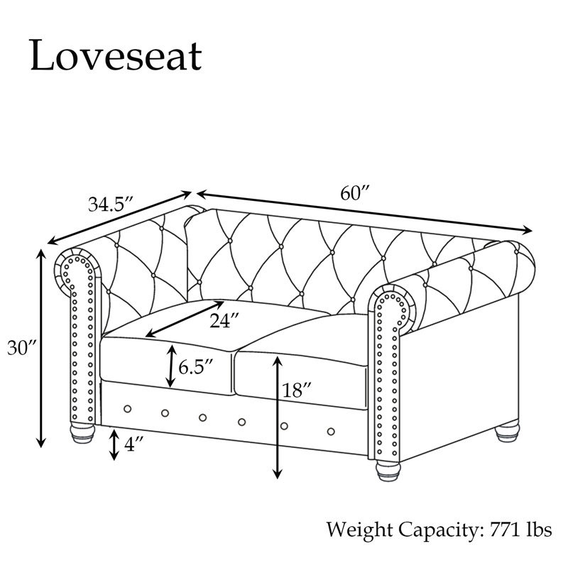 Chesterfield loveseat sofa - Linen Beige