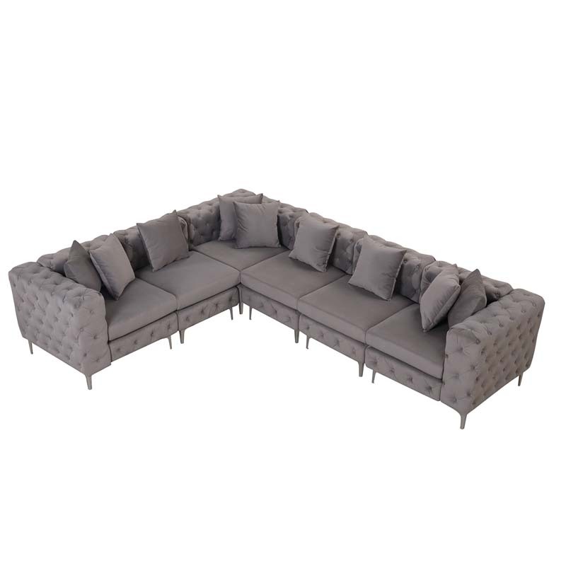Modular Sectional Sofa L Shape Sofa with Reversible Chaise-Grey