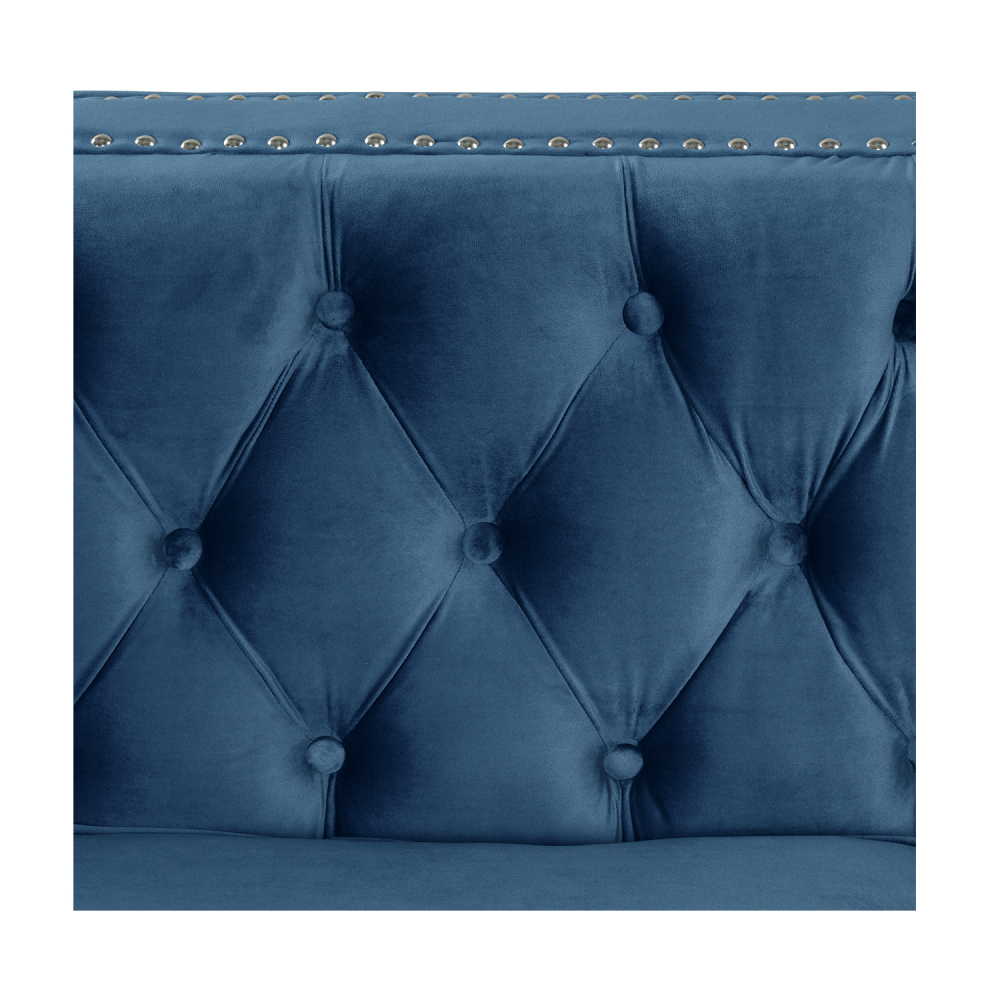 Modern Loveseat with Deep Dutch Velvet - Blue