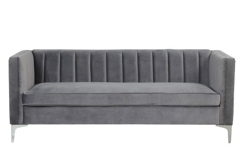 Modern Channel Tufted Velvet  Sofa 3 Seater