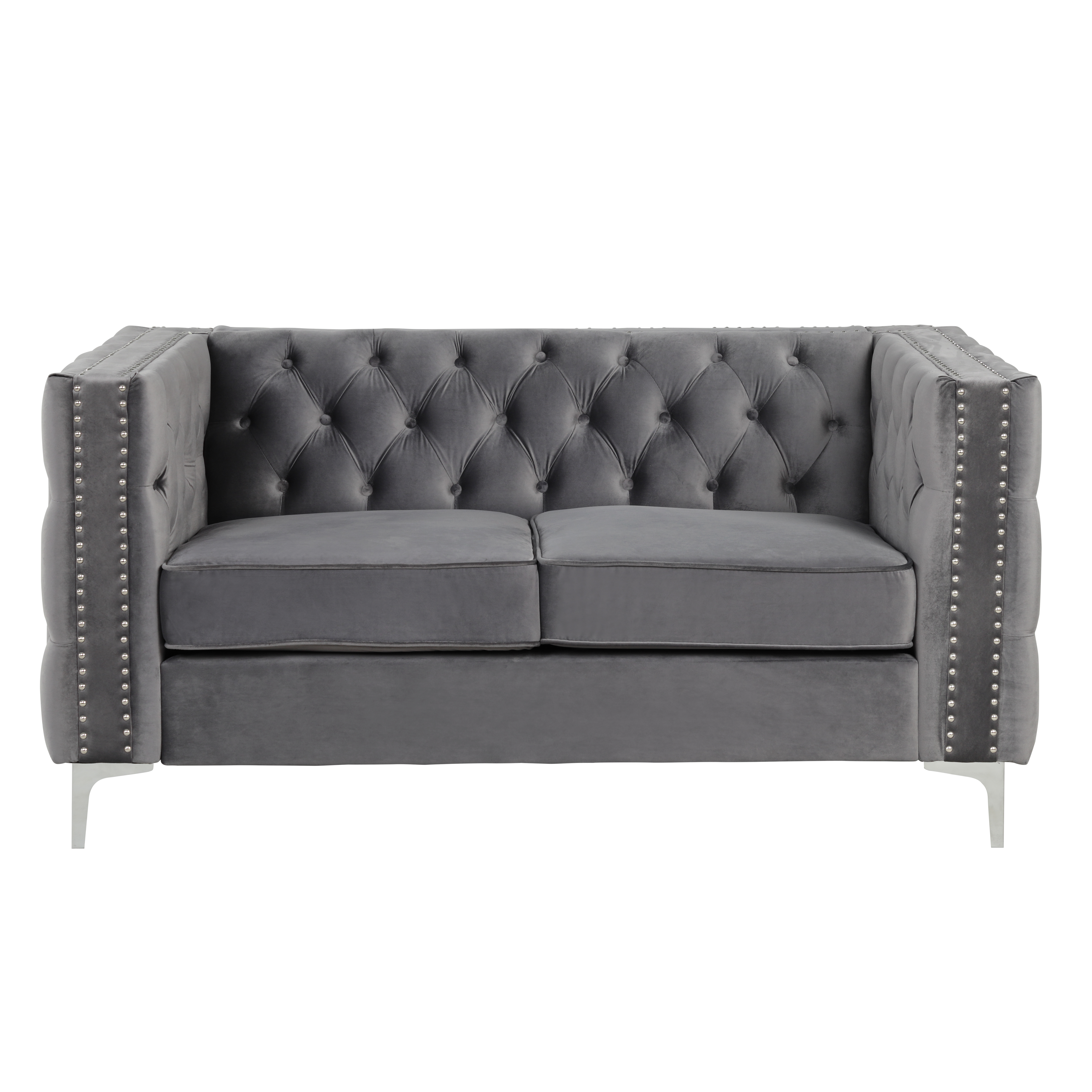 Couches for Living Room 2 Pieces Velvet  - Grey