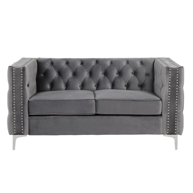 Couches for Living Room 2 Pieces Velvet  - Grey