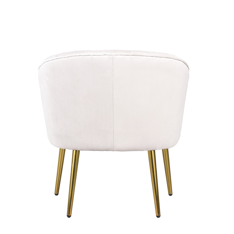 Accent  Armchair Velvet Barrel Club Chair - White