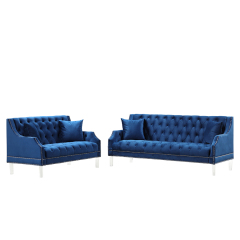 Living Room Couches Set  Slope Arm sofa seat loveseat and sofa couch -Blue