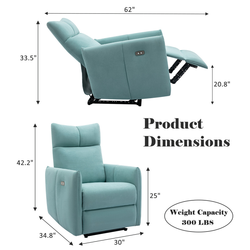 Green Power Recliner Chair  Recliners Upgraded  with USB Charge Port for Living Room Bedroom